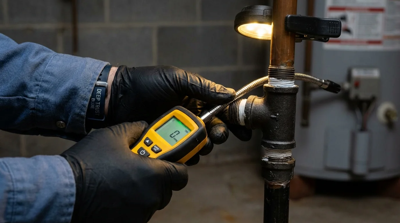 Gas leak detection with electronic sniffer by Johns Plumbing LLC in Schofield Barracks
