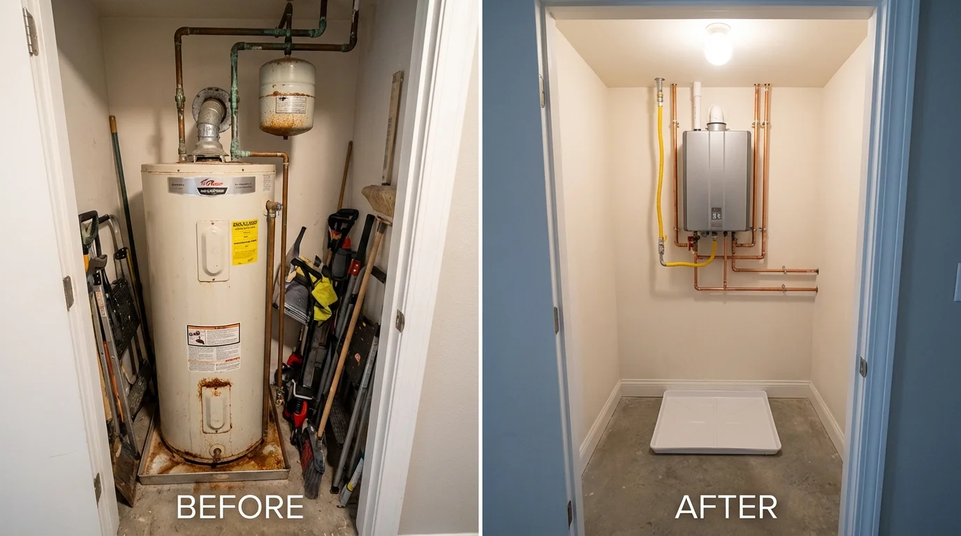Tank water heater versus wall-mounted tankless unit comparison for Schofield Barracks, HI homeowners