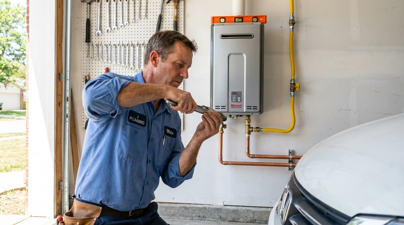 Tankless water heater installation by a Johns Plumbing LLC plumber in Schofield Barracks