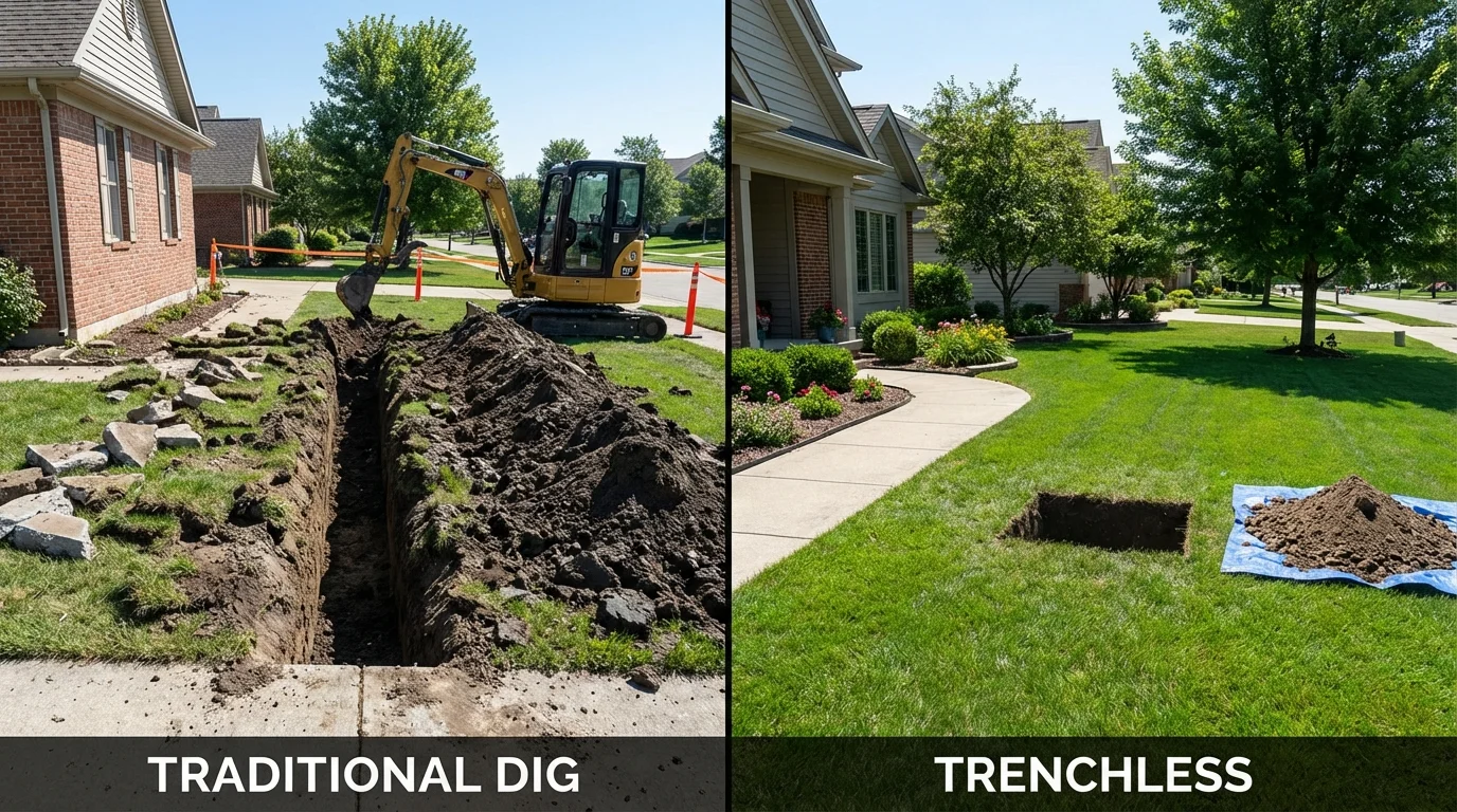 Trenchless sewer repair with minimal yard damage versus traditional excavation in Schofield Barracks, HI